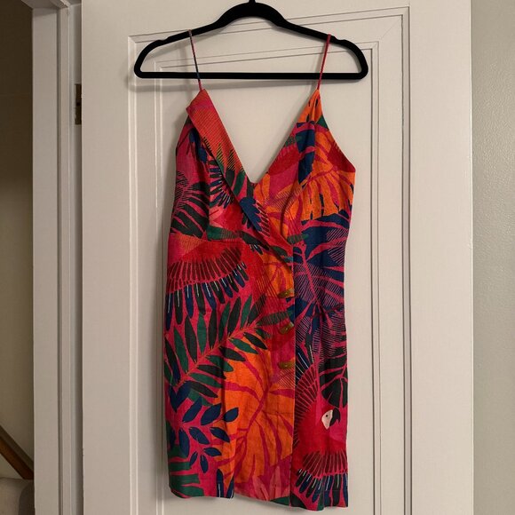 Farm Rio Macaw Side Buttons Mini Dress | Size M - Picture 4 of 7